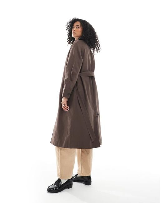 New Look Natural Contrast Collar Trench Coat