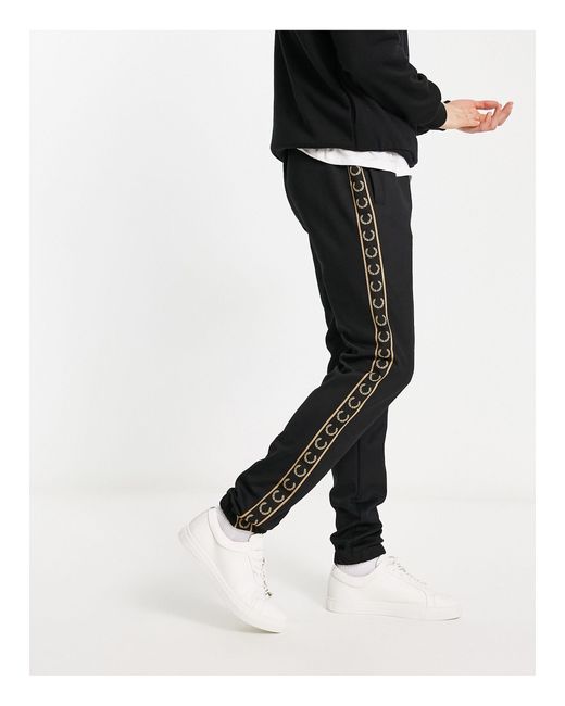 Fred Perry Black Taped Track Pants for men