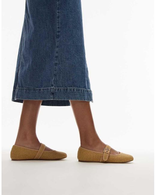 Mango Blue Woven Ballet Pump