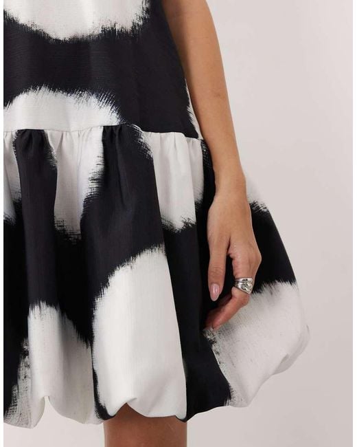 ARRANGE White Trapeze Bubble Hem Mini Dress