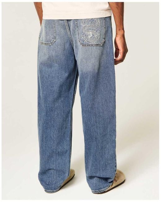 Hollister Natural Dragon Graphic Skater Baggy Jeans for men