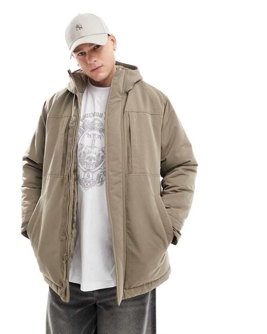 Hollister Natural Fleece Padded Heavyweight Parka Jacket for men