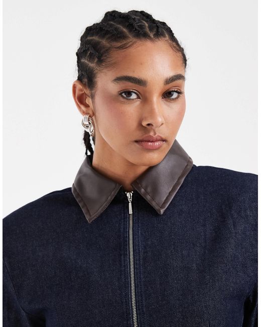 ASOS Blue Cinched Denim Zip Up Jacket