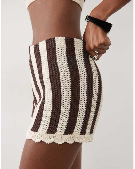 ASOS Multicolor Stripe Crochet Short Co Ord
