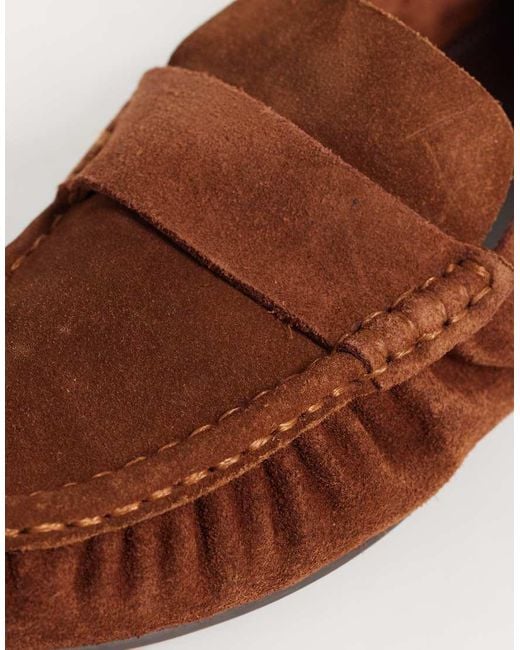 ASOS Brown Marlowe Softie Ruched Loafers