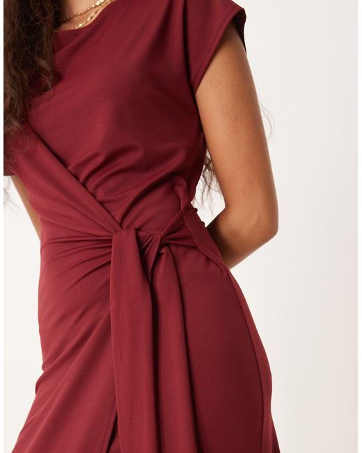 ASOS Red Cap Sleeve Tie Wrap Front Maxi Dress