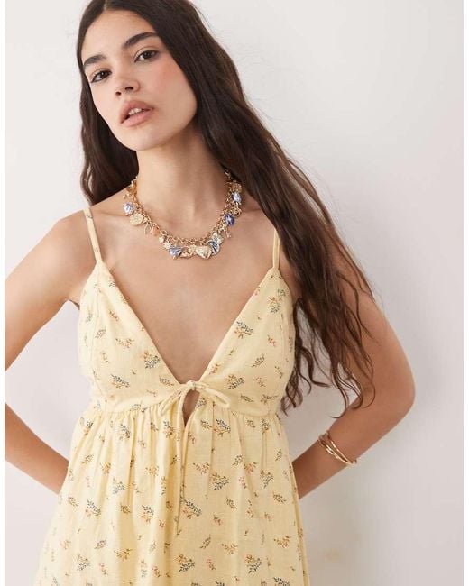 Abercrombie & Fitch Natural Strappy Flowy Mini Skort Dress With Built
