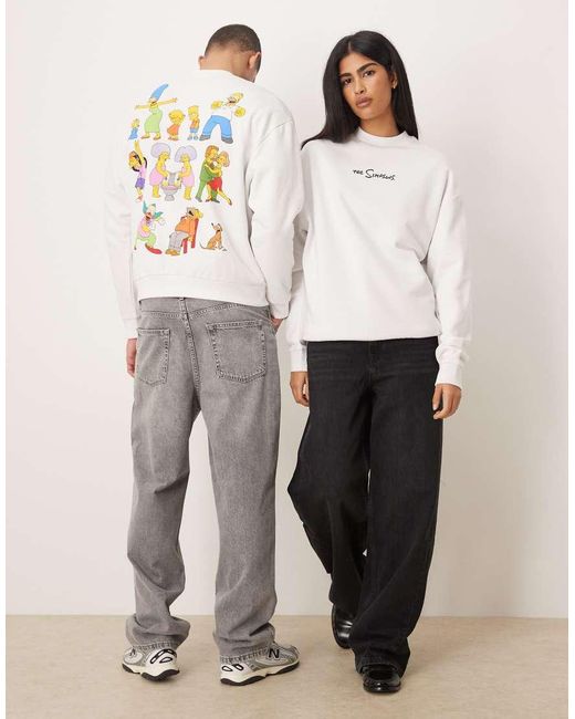 ASOS Natural Unisex Relaxed Sweat With The Simpsons Print