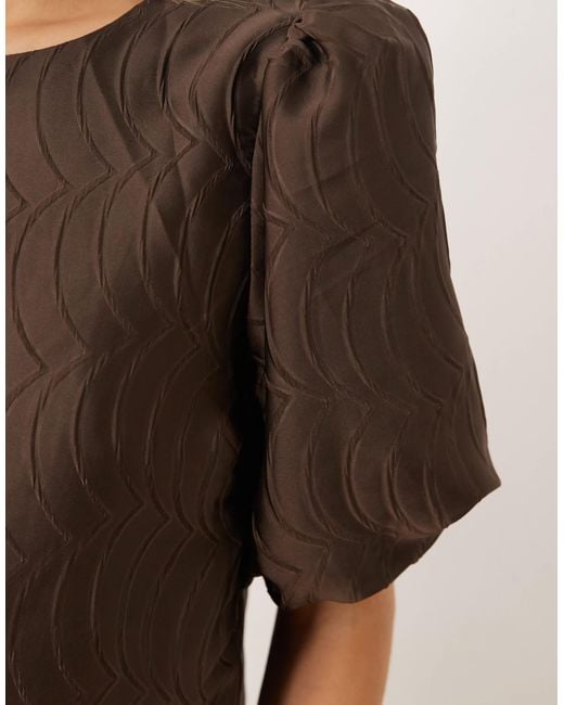 Y.A.S Brown Premium Textured Puff Sleeve Top Co-ord