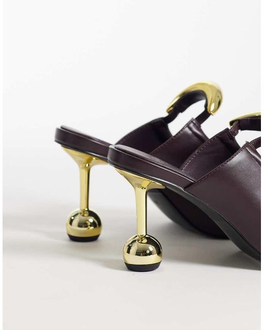 JW PEI Red Sofia Metal Accent Sphere Heel Mules