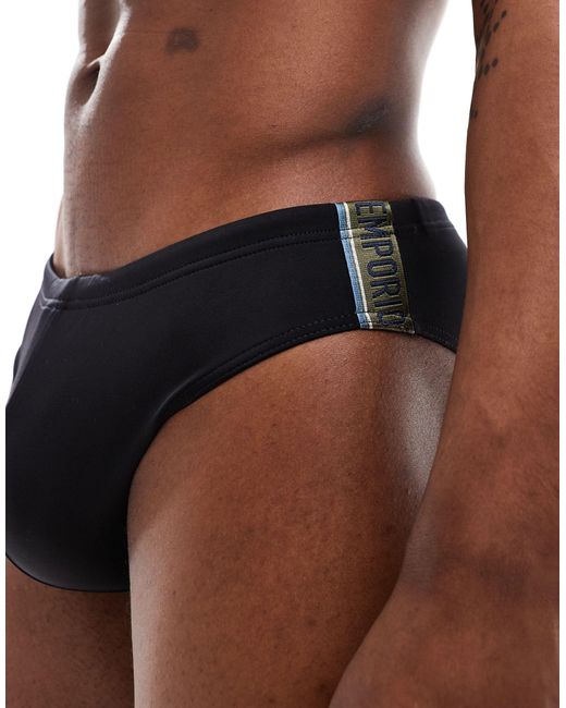 Emporio Armani Brown Bodywear Logo Tape Swim Briefs for men