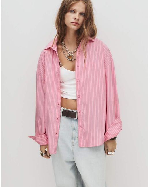 Pull&Bear Pink Striped Shirt