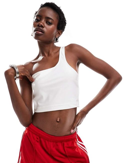 adidas Originals Spandex Asymmetric Crop Top in Red Lyst UK