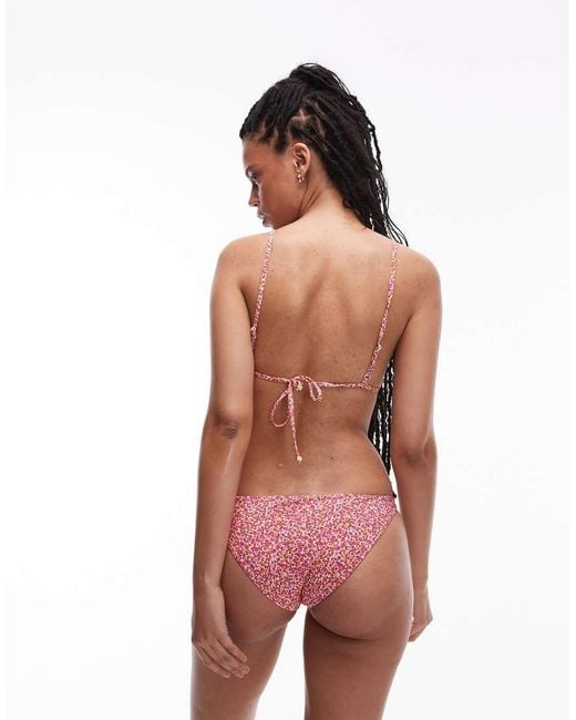 & Other Stories Red Twist Knot Micro Bandeau Bikini Top With Halter Straps And Removeable Padding