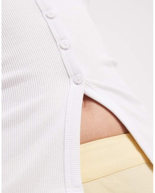 New Look White Halter Neck Button Through Top