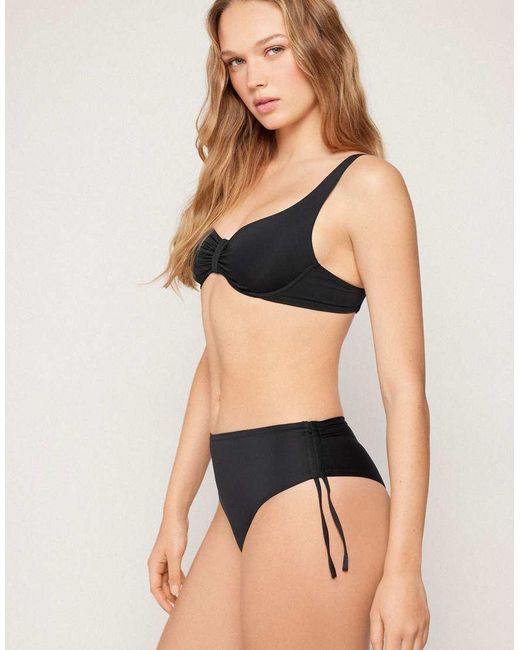 Tezenis Black High-Waist Brazilian With Drawstring
