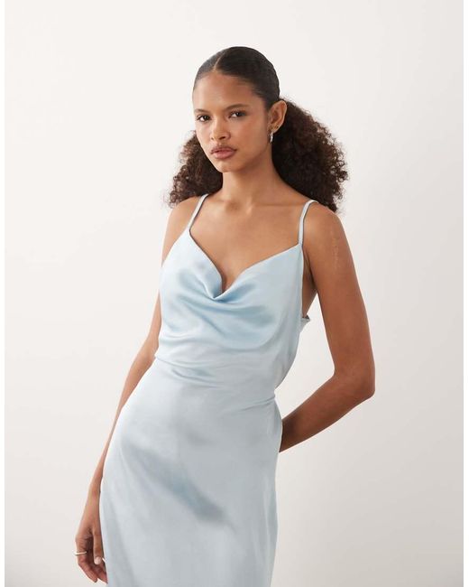 New Look White Satin Cowl Neck Midi Dress