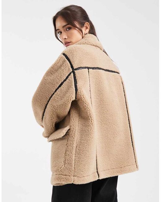 ASOS Natural Teddy Outer Mid-length Jacket