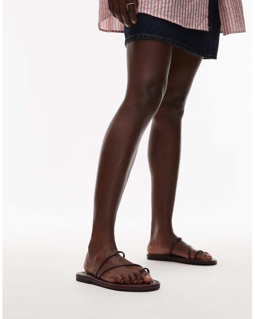 TOPSHOP Brown Jasper Minimal Sandals