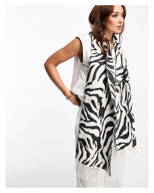 River Island White Abstract Animal Print Scarf