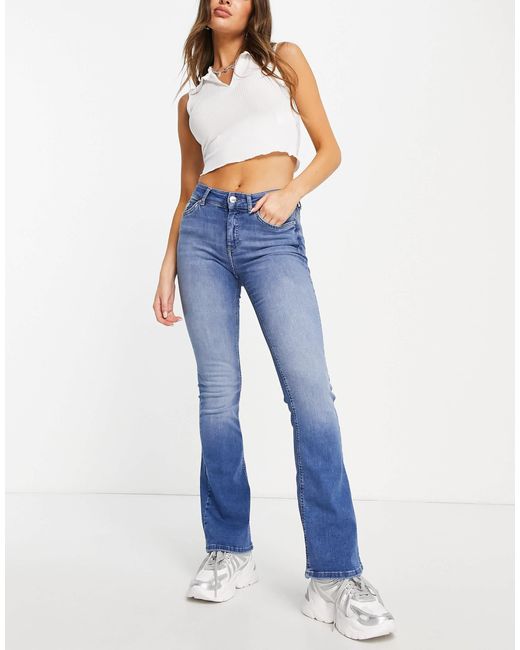 ONLY Blue Blush Mid Waist Flared Jeans