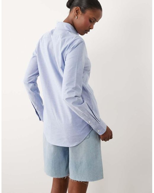 Polo Ralph Lauren Blue Stretch Slim Fit Striped Oxford Shirt