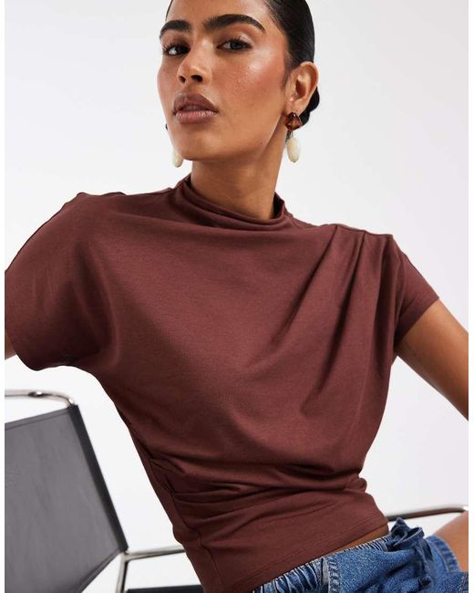 ASOS Red Twist Shoulder Drapey Top