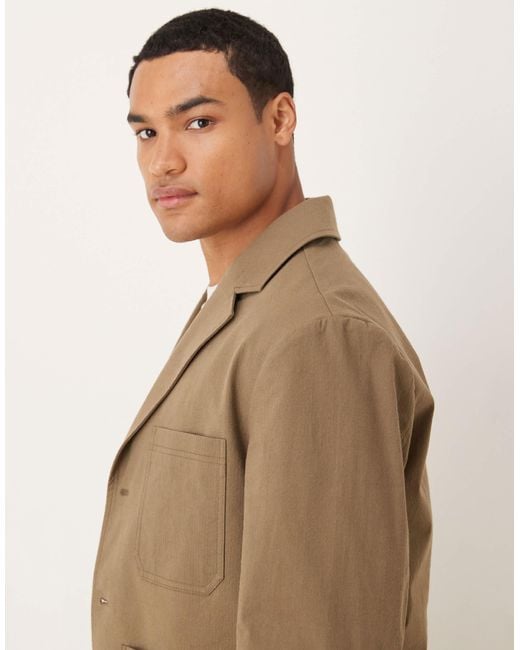 ASOS Natural Smart Shacket for men