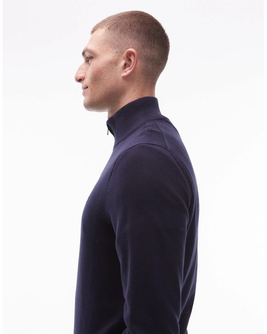 Tommy Hilfiger – basic-pullover aus baumwolle in Blue für Herren