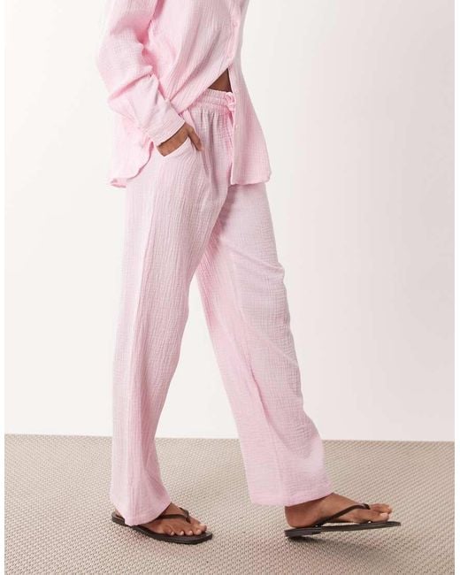 Jdy Pink Wide Leg Cheesecloth Pants