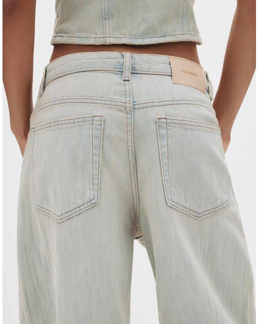 Jean baggy à taille mi-haute - pâle Pull&Bear en coloris White