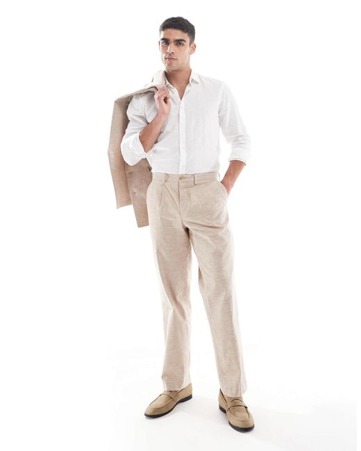 Jack & Jones White Premium Relaxed Fit Linen Suit Trouser for men