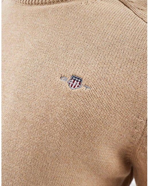 Gant Natural Casual Cotton Knit Jumper With Logo for men