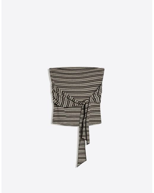 Bershka Blue Bandeau Top With Tie Detail