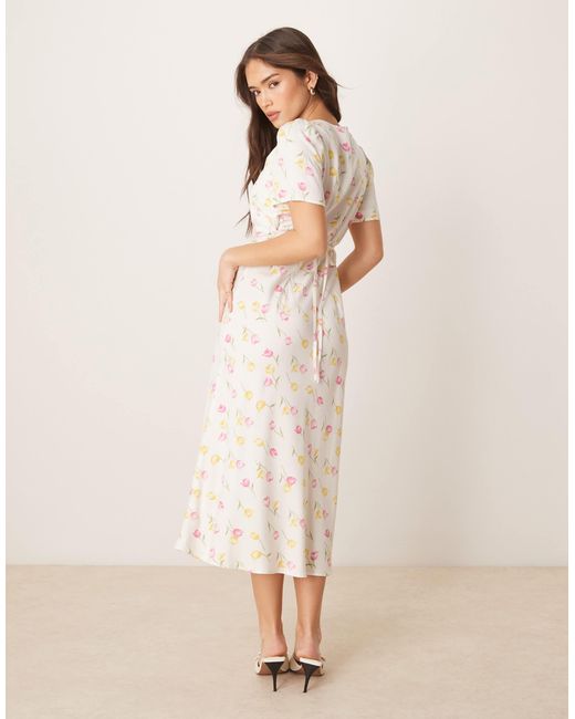 Flora - robe rétro mi-longue à motif tulipe - crème Nobody's Child en coloris Natural