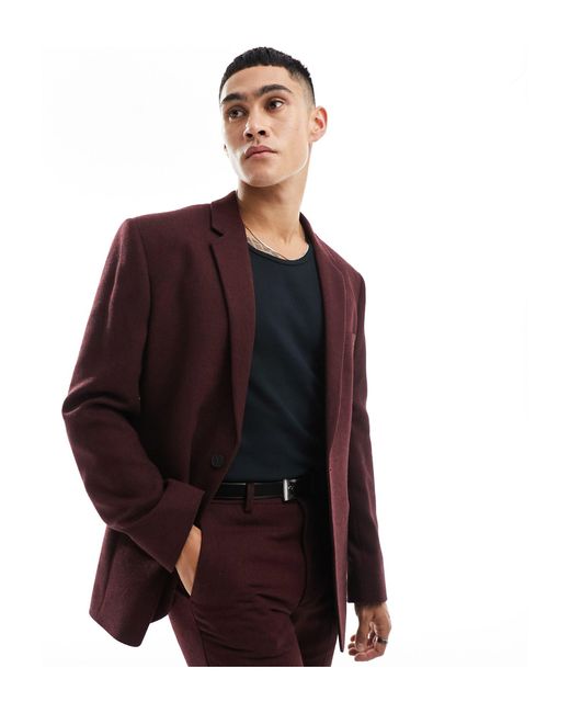ASOS Red Slim Fit Wool Mix Suit Jacket for men