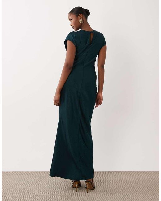 Vila Blue Cinched Waist Detail Satin Maxi Dress