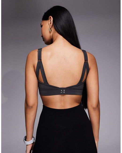 4505 Gray Icon Active Medium Support Sports Bra With Removable Padding And Adjustable Straps