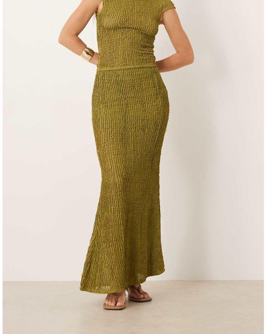 ASOS Green Co-ord Textured Ruffle Fishtail Maxi Skirt