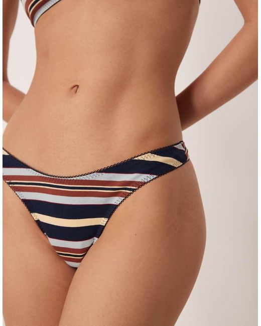 ASOS White Taylor Stripe High Leg Thong