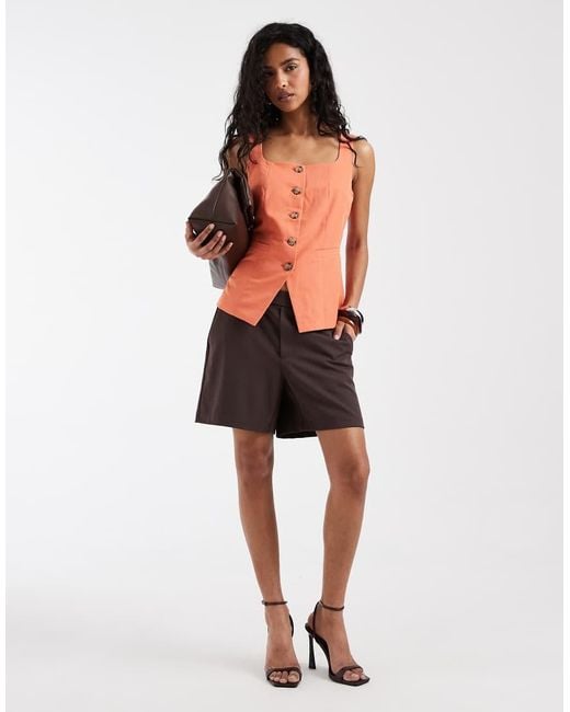 Vero Moda Orange Tailored Square Neck Waistcoat