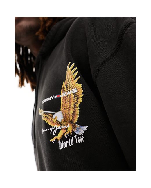 Tommy Hilfiger Black Relaxed Vintage Eagle Logo Hoodie for men