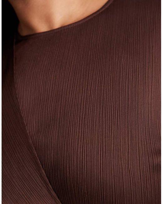 Vero Moda Brown Satin Wrap Front Blouse With Tie