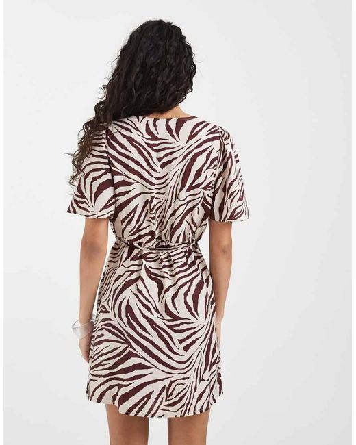 Vero Moda White Flutter Sleeve Wrap Front Mini Dress