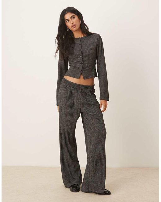 ASOS Geribbelde Broek Met Wijde Pijpen in het Natural