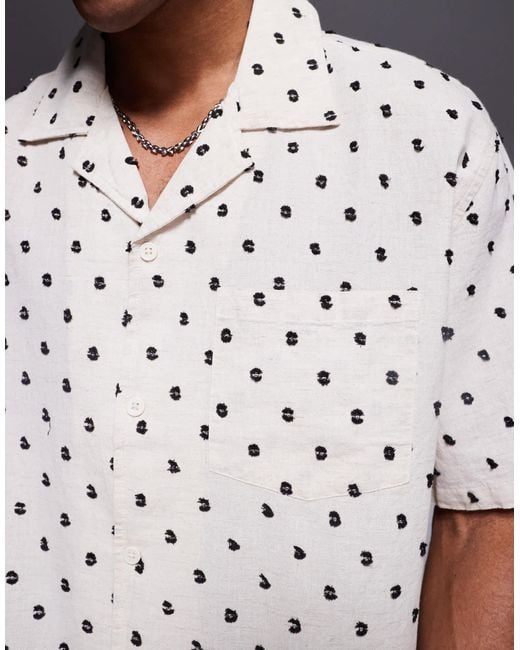 Bershka Gray All Over Embroidered Natural Shirt for men