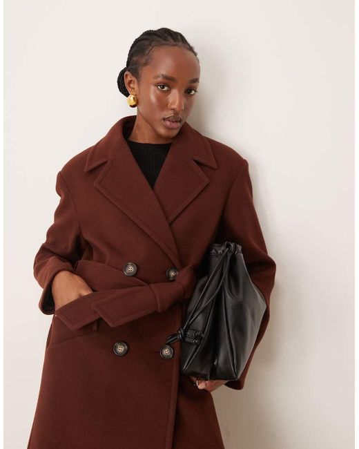 Miss Selfridge Brown Belted Wrap Formal Coat