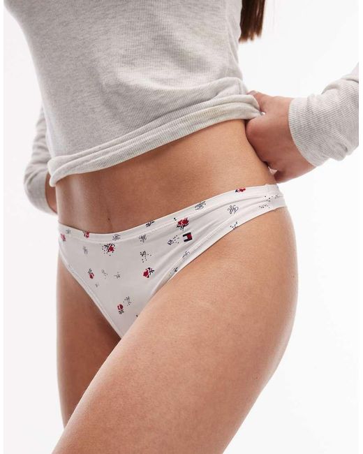 Tommy Hilfiger White Microfibre Essentials Thong