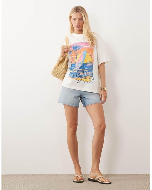 ASOS White Oversized T-shirt With Vintage Tarifa Holiday Graphic