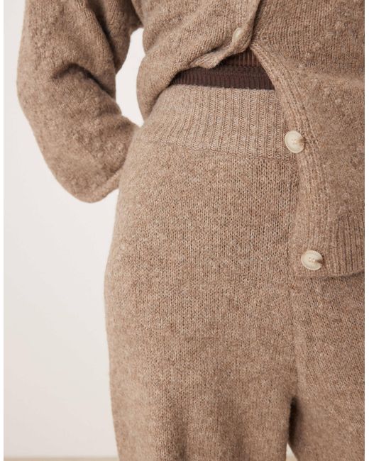 Pantalon large d'ensemble en maille - marron clair Y.A.S en coloris Natural